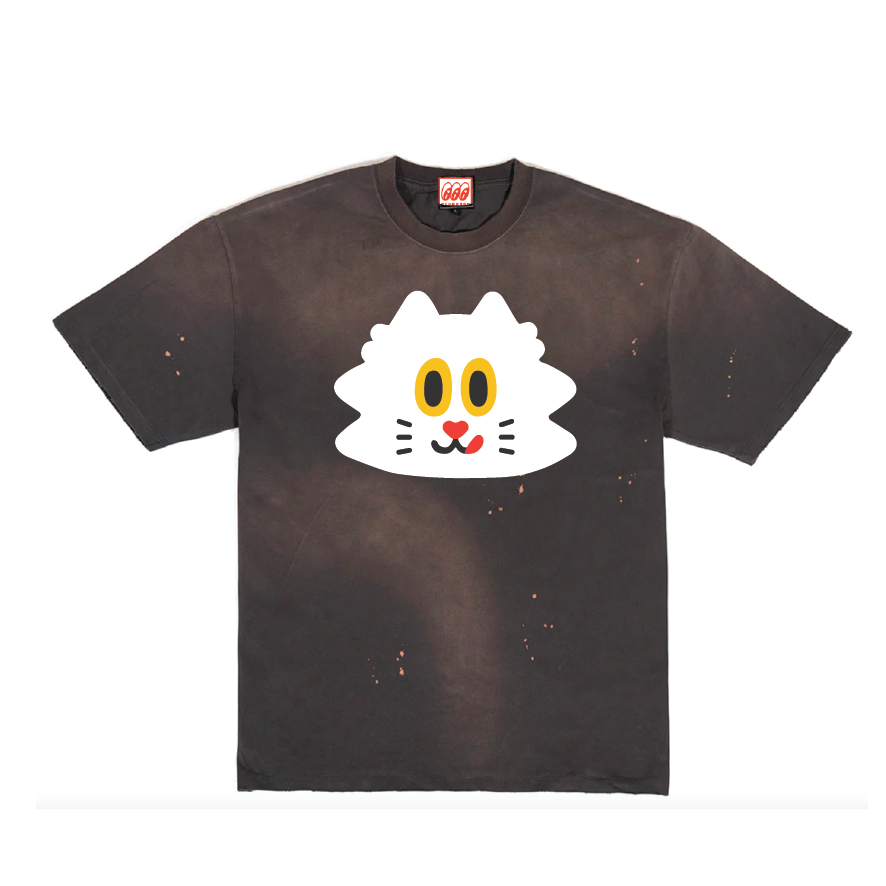 Flat Cat Tee (washed brown)